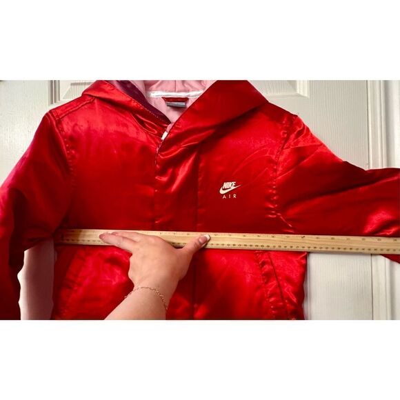 RARE Womens 2004 NIKE AIR Red Hooded Sports Athletic Boxing Robe Jacket Small - Picture 9 of 12